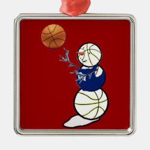 Basketball-Schneemann Silbernes Ornament