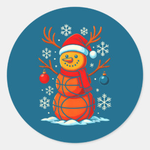 Basketball Schneemänner Spieler Sport Santa Runder Aufkleber