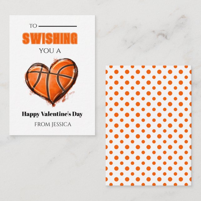 Basketball School Valentine Card Mitteilungskarte (Vorne/Hinten)