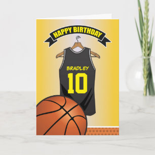 Basketball Schwarz Gelb Trikot Geburtstag Karte