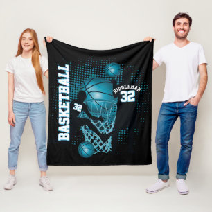 Basketball - Schwarz und Baby Blue - DIY Text Fleecedecke