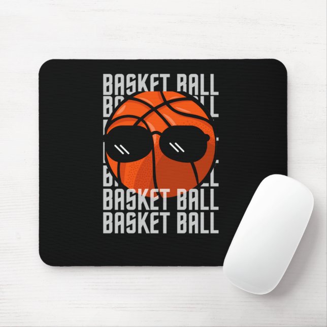 Basketball Schwarze Brille Mousepad (Mit Mouse)