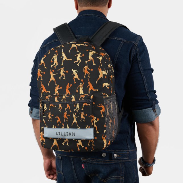 Basketball Schwarzer Individuelle Name Kinder zurü Bedruckter Rucksack (Insitu (Modell))