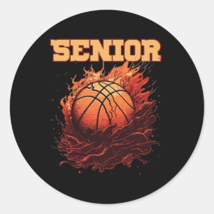 Basketball Senior Night Auntie 1 Runder Aufkleber