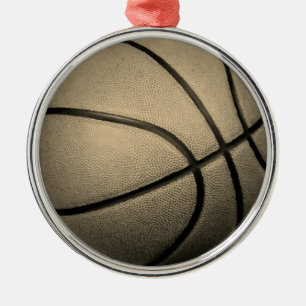Basketball Sepia Color Retro Vintag Style Ornament Aus Metall