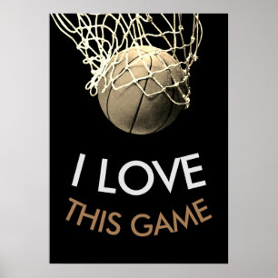 Basketball Sepia-Töne Retro-Look Poster