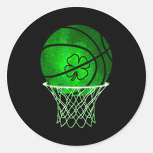 Basketball Shamrock Glücksklee Irischer St. Patric Runder Aufkleber