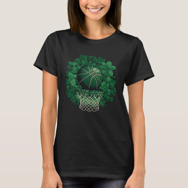 Basketball Shamrock Lucky C Irish St Patrick s Day T-Shirt (Vorderseite)