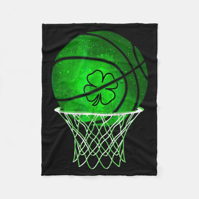Basketball Shamrock Lucky Clover Irish St Patrick' Fleecedecke (Vorderseite)