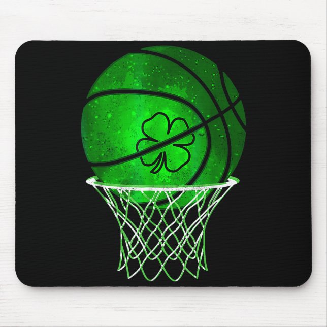 Basketball Shamrock Lucky Clover Irish St Patrick' Mousepad (Vorne)