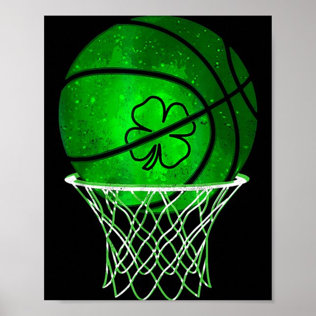 Basketball Shamrock Lucky Clover Irish St Patrick' Poster (Vorne)