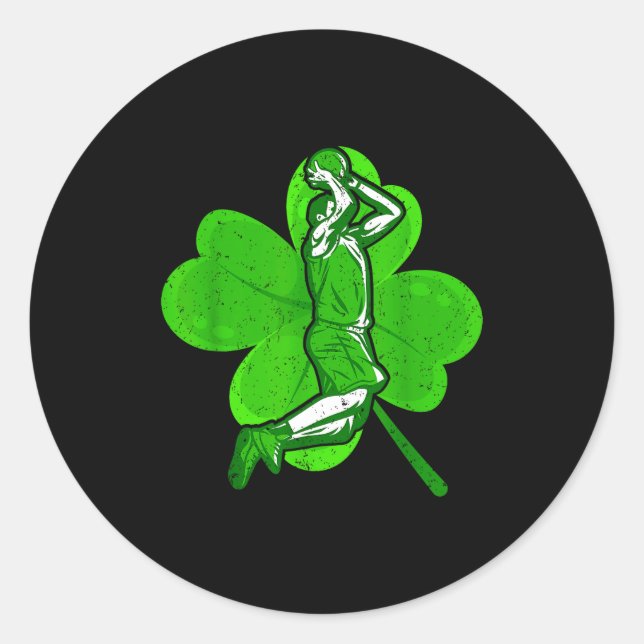 Basketball Shamrock St Patrick's Day Srt Lover Boy Runder Aufkleber (Vorderseite)