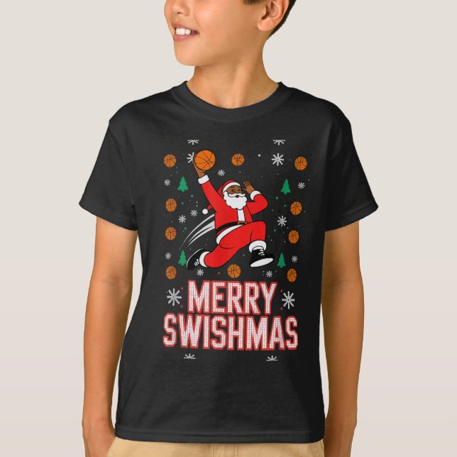 Basketball Shirt Boys Christmas Pajamas Merry Swis (Vorderseite)
