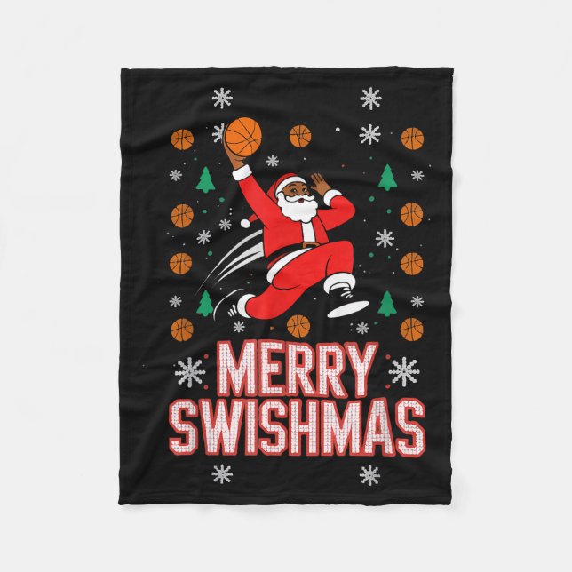 Basketball Shirt Boys Christmas Pajamas Merry Swis Fleecedecke (Vorderseite)