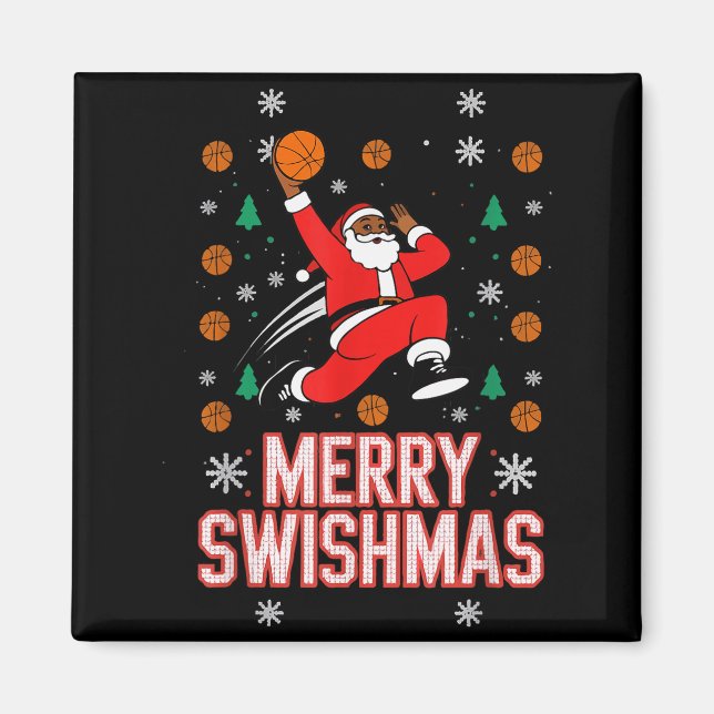 Basketball Shirt Boys Christmas Pajamas Merry Swis Magnet (Vorne)