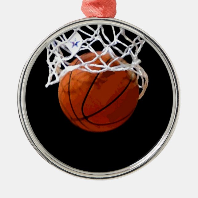 Basketball Silbernes Ornament (Vorne)
