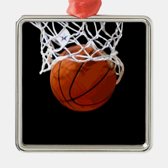 Basketball Silbernes Ornament (Vorne)
