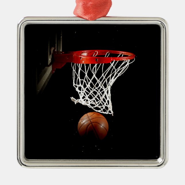 Basketball Silbernes Ornament (Vorne)
