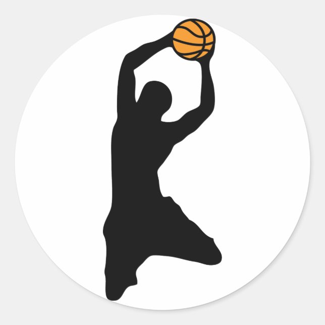 Basketball-Silhouette Runder Aufkleber (Vorderseite)