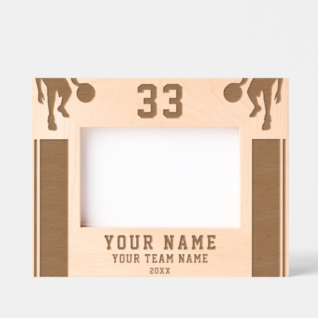 Basketball Silhouette Sportgewähr Geätzte Rahmen (Vorderseite)