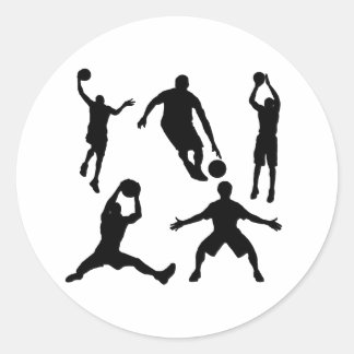 Basketball-Silhouetten Runder Aufkleber