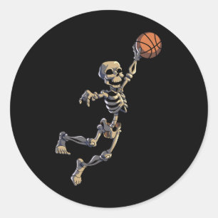 Basketball Skeletball Halloween Men Boys Basketbal Runder Aufkleber