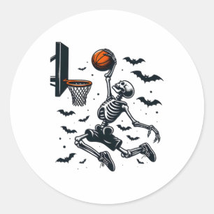 Basketball Skeleton Halloween Skeleton Basketball Runder Aufkleber