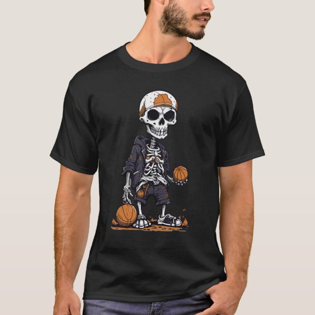 Basketball Skeleton Halloween T-Shirt (Vorderseite)