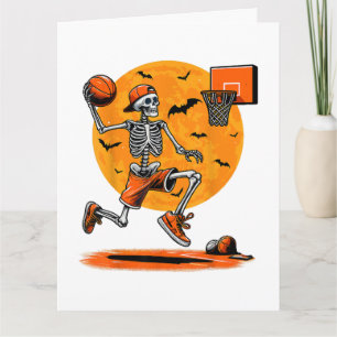 Basketball Skelett Gruselig Halloween Karte