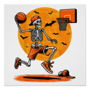 Basketball-Skelett Gruseliges Halloween Poster