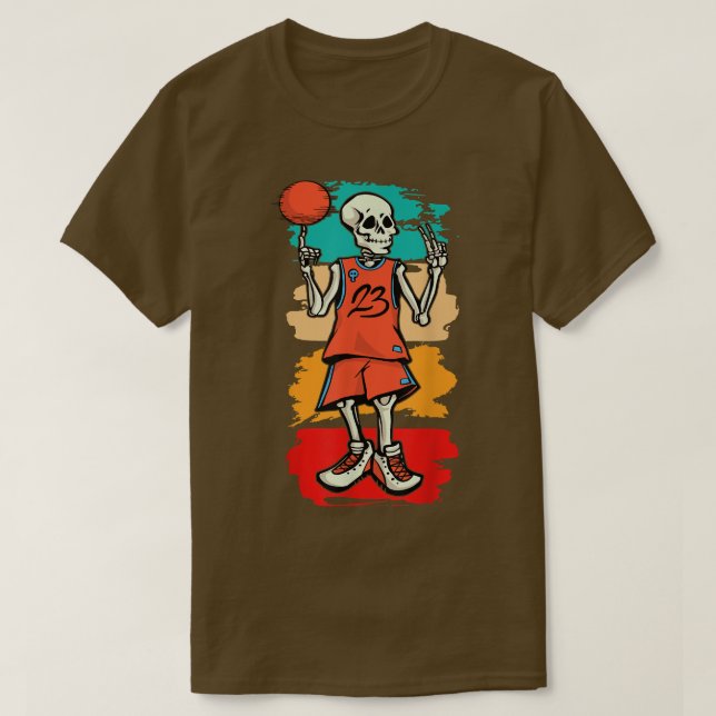 Basketball Skelett I Kinder I Schädel I Basketball T-Shirt (Design vorne)