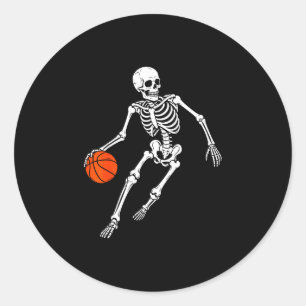 Basketball-Skelett spielt Basketball Halloween Runder Aufkleber