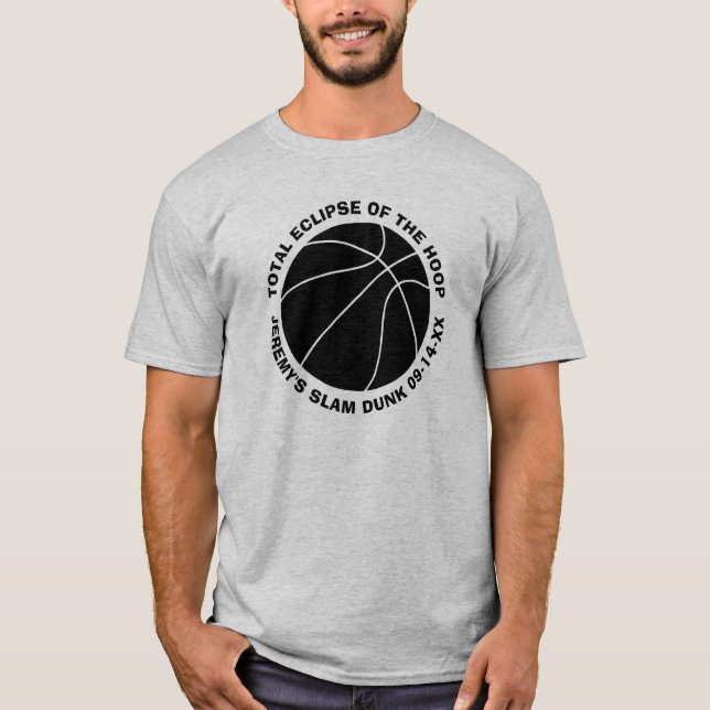 Basketball-Slam Dunk addieren Namen und Datum T-Shirt (Vorderseite)