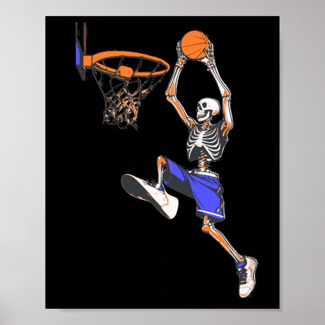 Basketball Slam Dunk Skeleton Halloween Poster (Vorne)