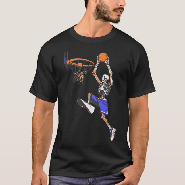 Basketball Slam Dunk Skeleton Halloween T-Shirt (Vorderseite)