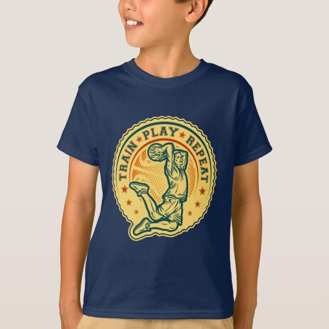 Basketball Slam Dunk Vintages Design T-Shirt (Vorderseite)