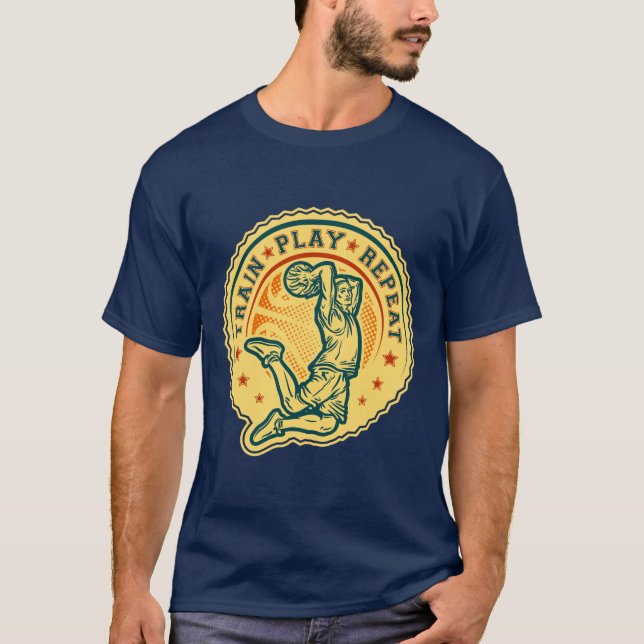 Basketball Slam Dunk Vintages Design T-Shirt (Vorderseite)