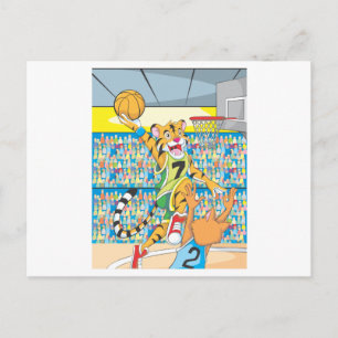 Basketball Slam Dunk von Tiger, bewacht von einem  Postkarte