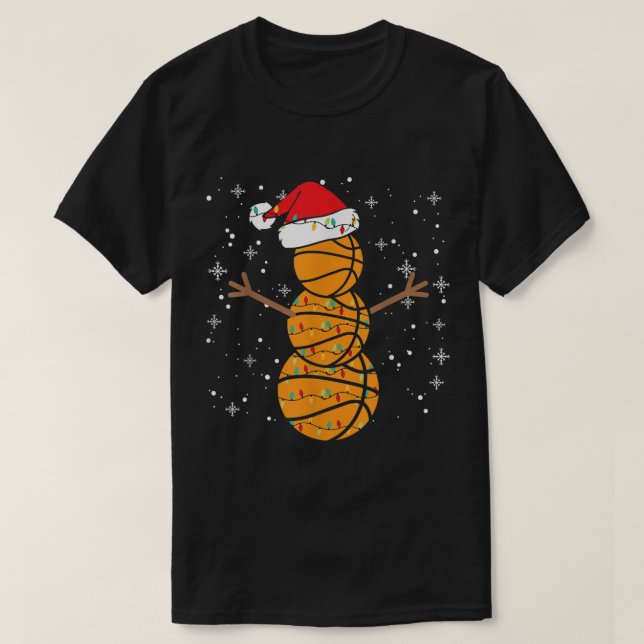 Basketball Snowman Christmas Holiday Design T-Shirt (Design vorne)