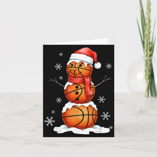 Basketball Snowman Christmas Holiday Srts Xmas Paj Karte (Vorderseite)