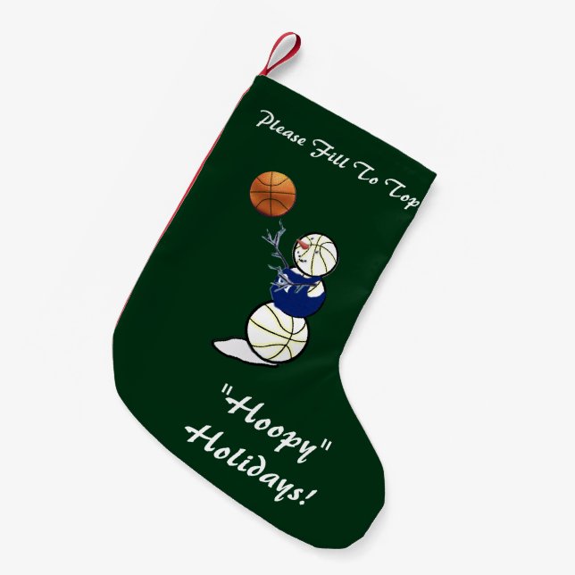 Basketball Snowman Weihnachten Kleiner Weihnachtsstrumpf (Vorderansicht (hängend))