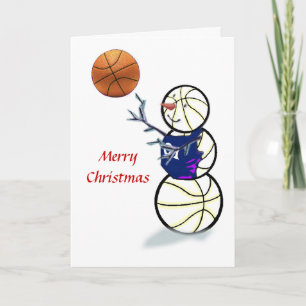 Basketball Snowman Weihnachtskarten Feiertagskarte