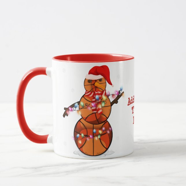 Basketball Snowman Weihnachtslicht Xmas Tasse (Links)