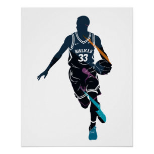 Basketball-Spiel Sport Challenge Silhouette Stil Poster