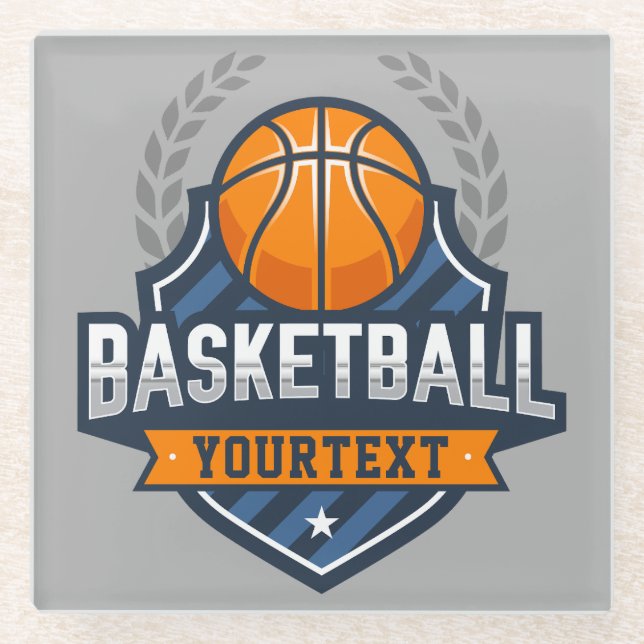 Basketball Spieler ADD NAME Varsity School Team Glasuntersetzer (Vorderseite)