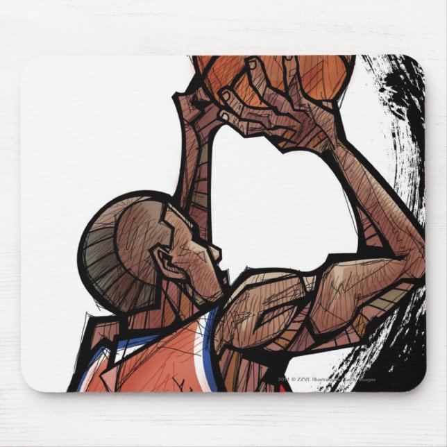 Basketball-Spieler, der Ball hält Mousepad (Vorne)