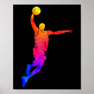 Basketball-Spieler Dunking Basketball Hoop Poster