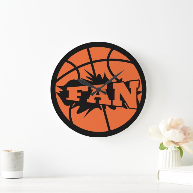 Basketball-Spieler Fan orange Ball Große Wanduhr (Zuhause)