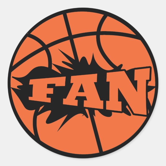 Basketball-Spieler Fan orange Ball Runder Aufkleber (Vorderseite)