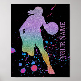 Basketball Spieler Girl Coach Gradient Team Court Poster